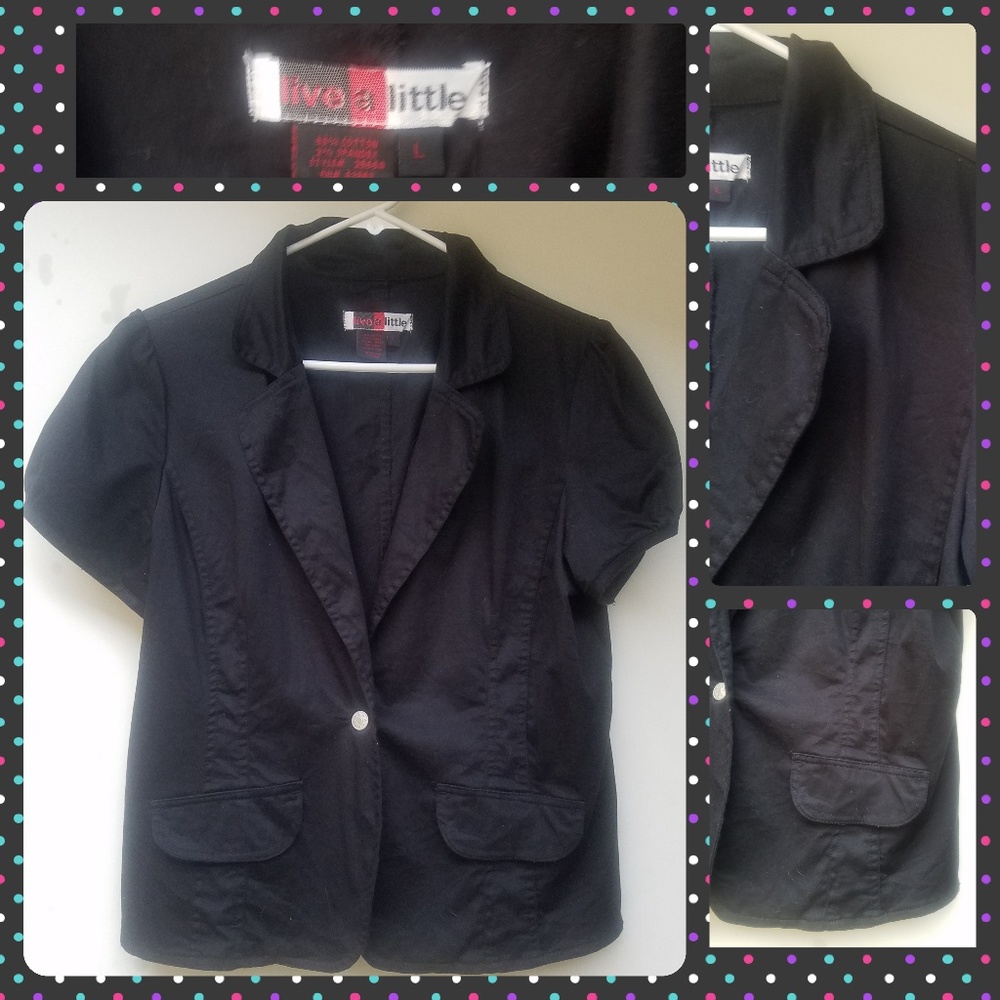 Black Cotton Blazer with Puff Sleeves